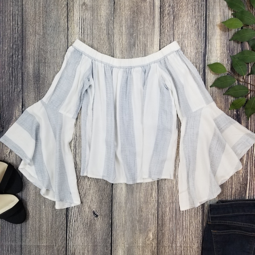 LF | SEEK the Label Striped Off the Shoulder Top